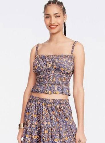 J.Crew  Purple Floral Organic Cotton Stretchy Button Down Crop Top