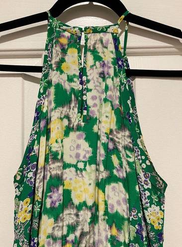 Rebecca Taylor  100% Silk Floral Green & Yellow Sleeveless Sundress Size 2 EUC