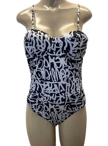 One Piece Glam rocks  graffiti print bodysuit with padded cups Size XL New