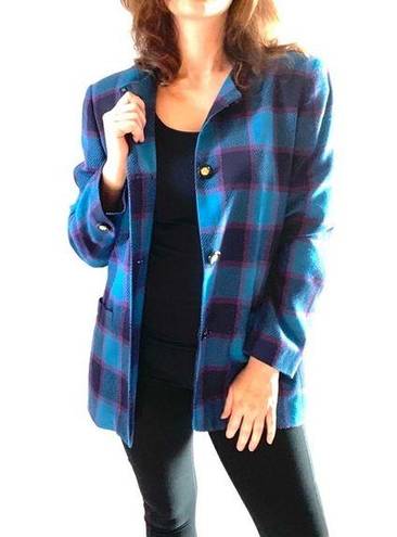 Vintage Blue  & Pink Plaid Blazer Size 12