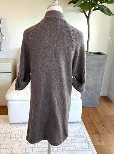 Vince  Short Sleeve Wool Open Front Waterfall Cardigan In Brown Size L