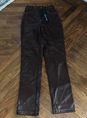 White Fox Boutique NWT  Brown Leather Pants *highrise