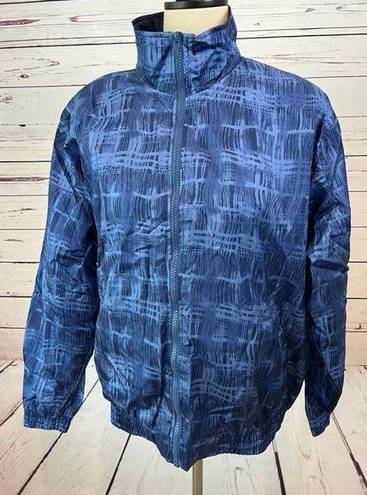 Lavon  Y2K Full Zip Jacket Nylon Medium Vintage 90s Geometric Blue Windbreaker