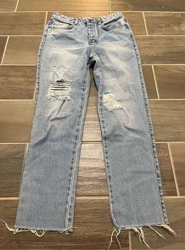 O'Neill O’Neil straight leg distressed light wash denim jeans size 28 button fly