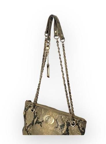 DKNY  ᪥ Crossbody Leather Convertible Bag ᪥ Double Chain ᪥ Metallic Python Print