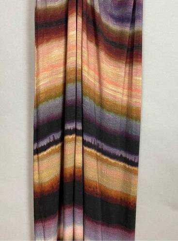 Young Fabulous and Broke  Maxi Dress Striped Tie-dye Racerback‎ Ruched Large Summer