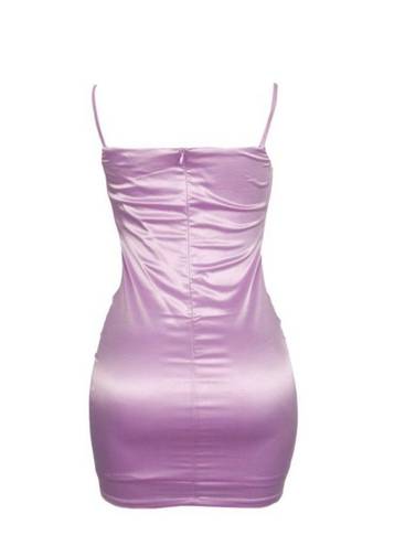 Tic Toc  Tie Front Sleeveless Satin Mini Dress Purple Size Medium NWT