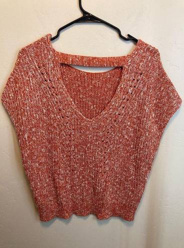 Pilcro  Anthropologie Light Orange Knit Sweater Short Sleeve Open Back Top XSP