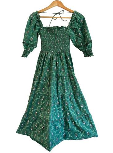 Hill House  Home Nesli Nap Dress Emerald Trellis Green Size XS