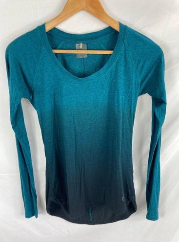 Calia by Carrie  Underwood Teal Ombre Flow Everyday Long Sleeve Tee Shirt XS