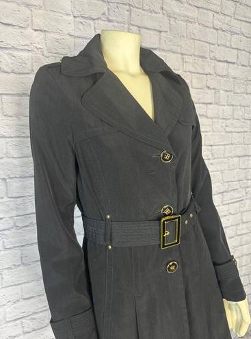 Croft & Barrow Kenneth Cole black trench coat with gold buttons and belt size medium