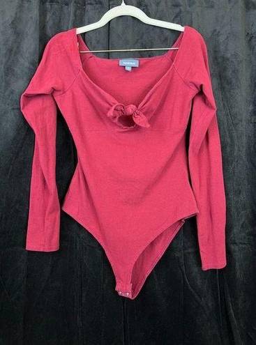 Modcloth  Womens Red Bodysuit Low Shoulder Bowtie Size Medium