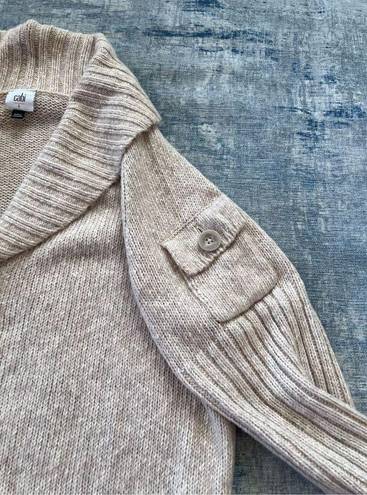 CAbi  Wheat (Beige) Button Front Long Steady Knit Cardigan Large