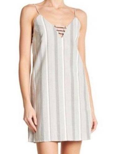 Haute Hippie  Gray Stripe Short Cotton Slip Beach Minimalist Dress Size Small