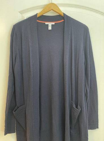 Isaac Mizrahi  Live Navy Open Front Cardigan Sweater, Size Medium