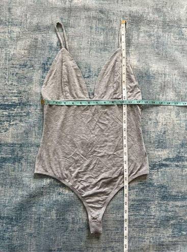 Essue NWT!  Gray Deep V Spaghetti Strap Bodysuit Medium