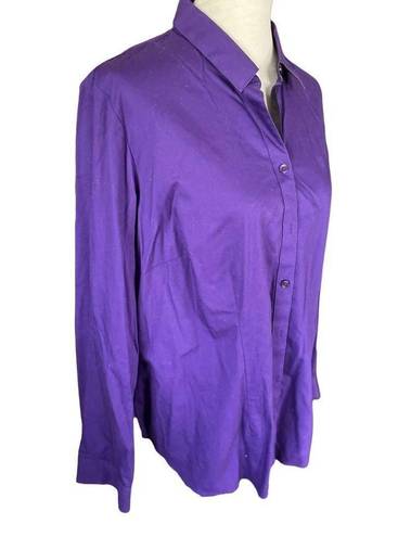 Coldwater Creek  No Iron Deep Purple Button Down Collared Long Sleeve Fitted Blou