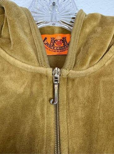 Juicy Couture Vintage  Track Jacket S Brown Velour Spell Out Zip Hoodie Y2K USA