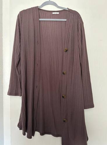 Maurice's Long Plum Cardigan