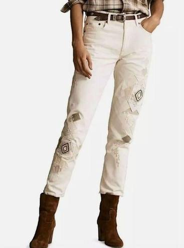 Polo NWT  Ralph Lauren Avery Boyfriend Jean In Beaded Ivory Size 24