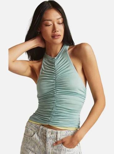 Pilcro Reversible Top Anthropologie Ruched Tank Blue +Green Size Large