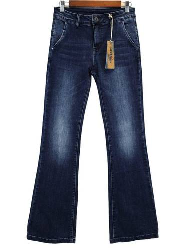 Krass&co NEW Melly& Womens M 27 Waist Wide Flare Leg Jeans Dark Wash Mid Rise Stretch