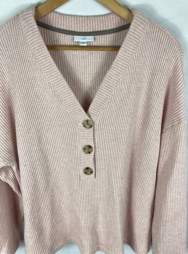 J.Jill  Blush Pink Waffle Knit Pullover Chunky Knit Sweater Size XL