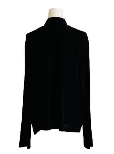 Coldwater Creek  Black Zipper Front Slinky Side Pockets Cardigan Jacket Size XL