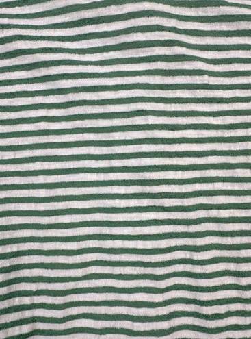 Oak + Fort  - Stripped Button Up Cropped Long Sleeve Tee in Green and White