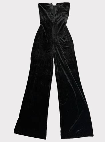 Good American Women's Strapless Velvet Jumpsuit Wide-Leg Black Size Small (1)