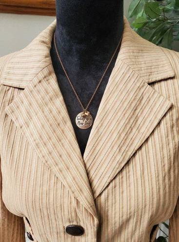 Dana Buchman  Womens Beige Striped 100% Cotton Single Breasted Blazer Jacket 12