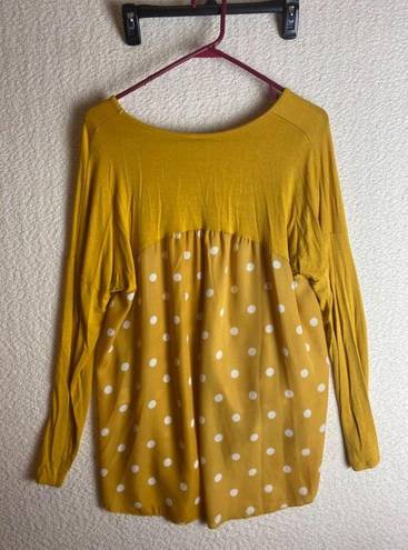 Acting Pro 3 for $15  Mustard Yellow White Polka Dot Sheer Shirt Size Medium