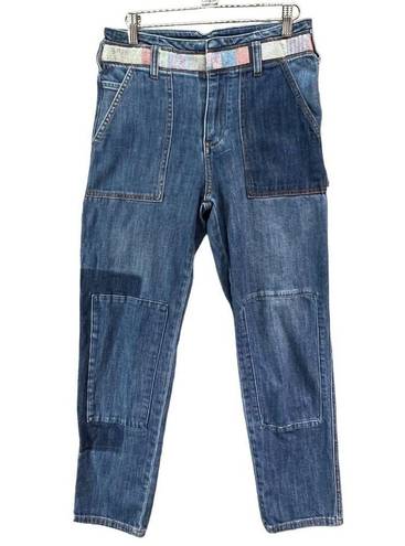 Pilcro  Anthropologie Jeans Womens 27 Blue Patchwork Slim Boyfriend High Rise