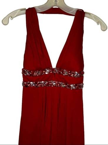 B Darlin  Red Halter Formal Maxi Dress