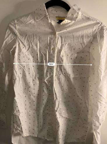 Prince And Fox  White With Gold Dots Long Sleeve Button Up Shirt Size S