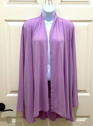 Gibson  Claire Lavender Ribbed Open Front Cardigan