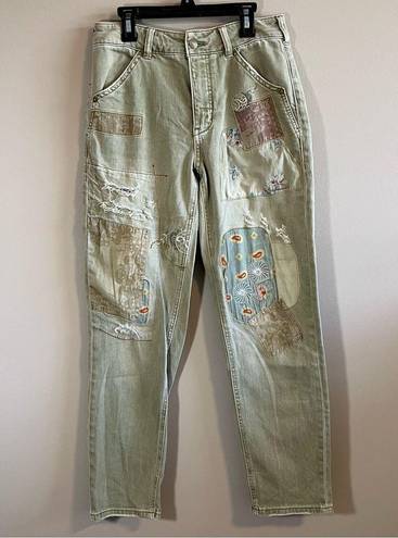 Anthropologie  Pilcro The Wanderer Barrel Patchwork Women's Pants Green 25