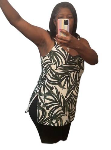 Eliane Rose  camisole V neck tank top Cream Green tropical shirt New Size Large