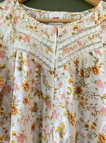 Anthropologie Hester & Orchard New York  Floral Boho Blouse Top Size Small