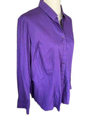 Coldwater Creek  No Iron Deep Purple Button Down Collared Long Sleeve Fitted Blou