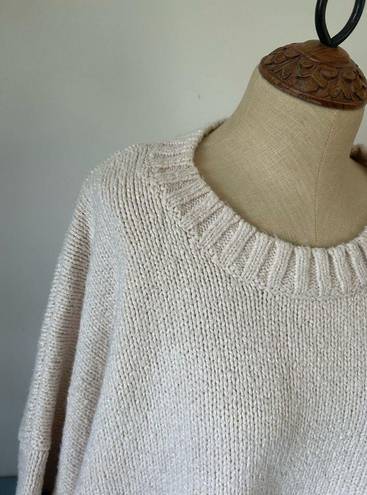 Torrid  womens sweater cream with stripes size 6 cotton crewneck  balloon sleeve