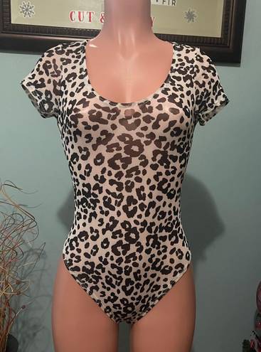 One Piece Leopard print  bodysuit transparent Lingerie NWT size Medium