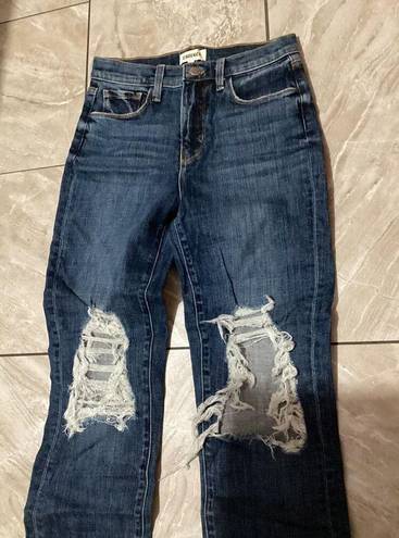 L'Agence L’AGENCE Jordan High Rise Cropped Straight Distressed Jeans Size 25 Dark Wash