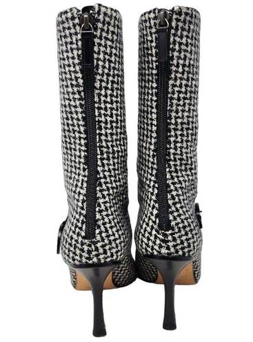 Jimmy Choo  Vintage VTG Wool Houndstooth Pattern Heeled Boots Pointed Toe Size 38