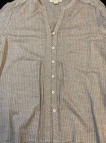 Coldwater Creek  Button Front Shirt Womens PXL 18 Long Sleeve Stripe 100% Cotton