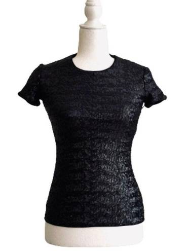 Bailey 44 Top Celebration Black Sequined Crewneck Short Sleeve T-Shirt Size XS