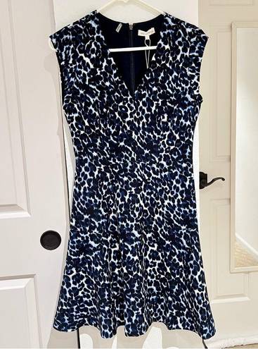 Rebecca Taylor NWT  Lynx Print V-Neck Fit and Flare Sleeveless Dress