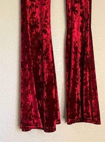 Daisy  Del Sol Pants XS Womens Crushed Velvet Hippie Boho Flare Bell Bottoms Wide