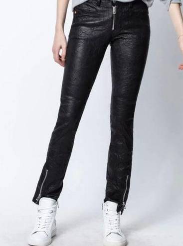 Zadig & Voltaire  Phlamo Crinkled Leather Pants Black Size 36