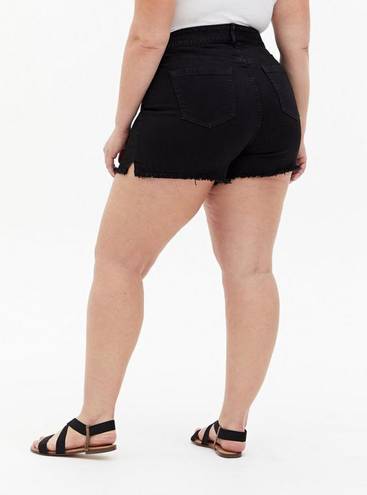 Torrid Deep Black Vintage 5-Inch High Rise Button Fly Stretch Denim Shorts